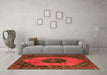 Machine Washable Medallion Orange Traditional Area Rugs in a Living Room, wshtr3925org