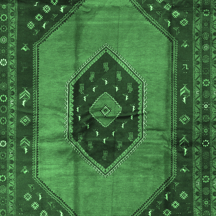 Machine Washable Medallion Emerald Green Traditional Area Rugs, wshtr3925emgrn