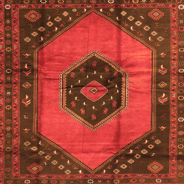 Serging Thickness of Medallion Orange Traditional Rug, tr3925org