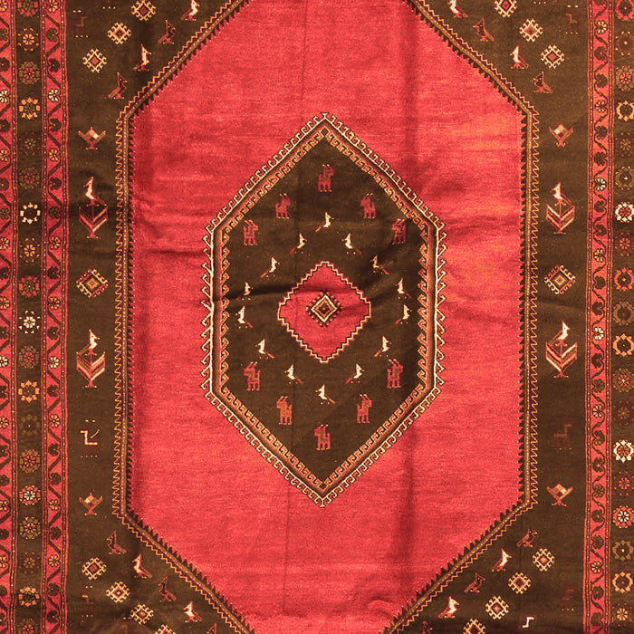 Serging Thickness of Machine Washable Medallion Orange Traditional Area Rugs, wshtr3925org