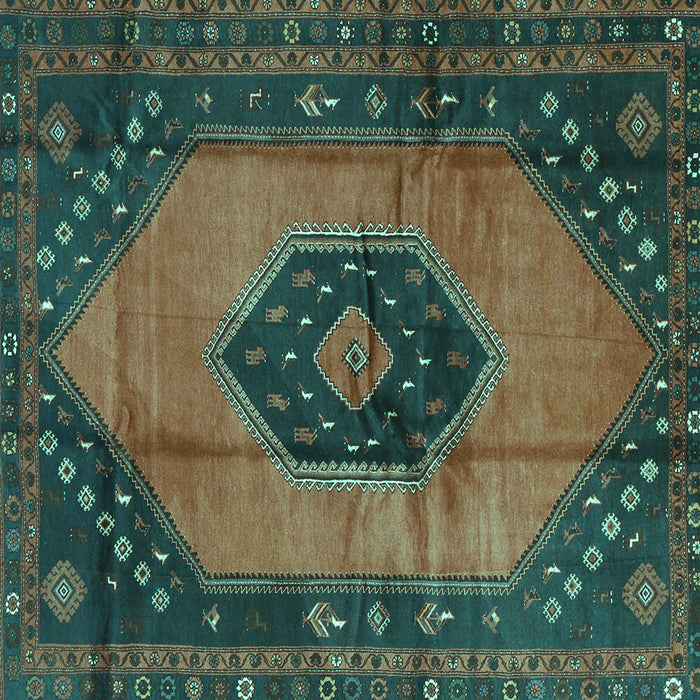Square Medallion Turquoise Traditional Rug, tr3925turq