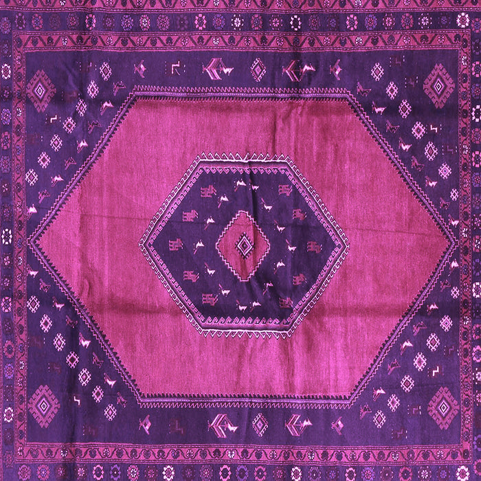 Square Machine Washable Medallion Purple Traditional Area Rugs, wshtr3925pur