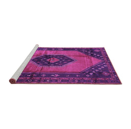 Sideview of Machine Washable Medallion Purple Traditional Area Rugs, wshtr3925pur