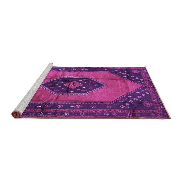 Sideview of Machine Washable Medallion Purple Traditional Area Rugs, wshtr3925pur