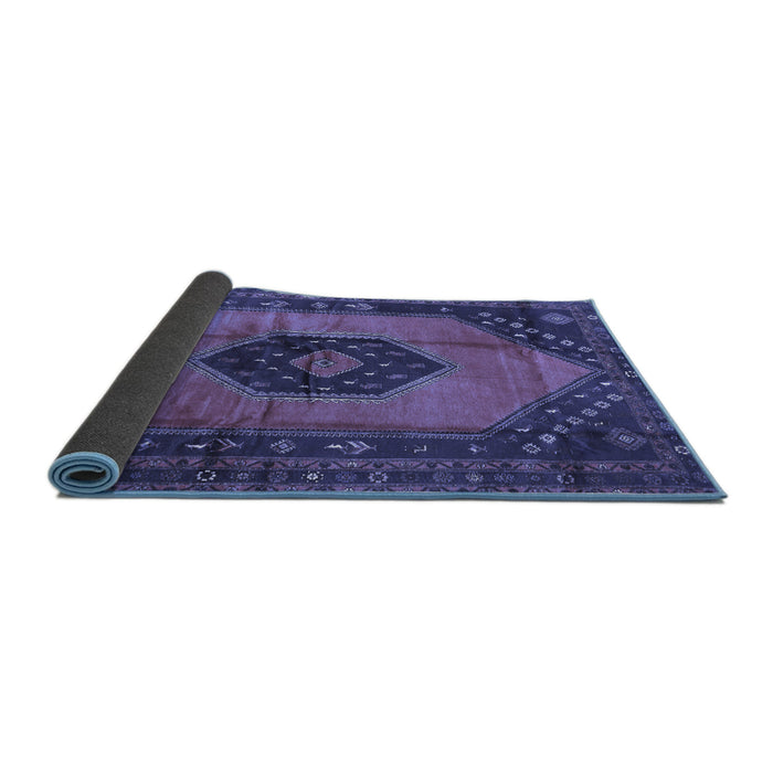 Sideview of Medallion Blue Traditional Rug, tr3925blu