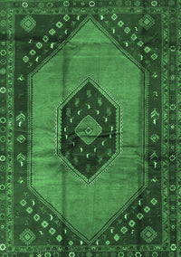 Medallion Emerald Green Traditional Rug, tr3925emgrn