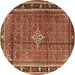 Round Persian Brown Traditional Rug, tr3926brn