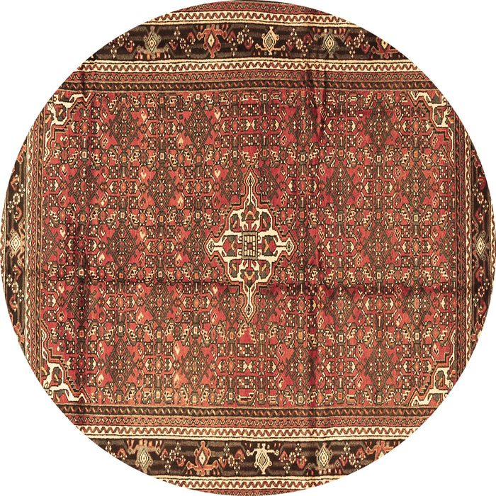 Round Machine Washable Persian Brown Traditional Rug, wshtr3926brn