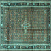 Square Persian Turquoise Traditional Rug, tr3926turq