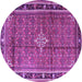 Round Machine Washable Persian Purple Traditional Area Rugs, wshtr3926pur