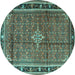 Round Persian Turquoise Traditional Rug, tr3926turq