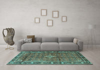 Machine Washable Persian Turquoise Traditional Rug, wshtr3926turq