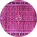 Round Machine Washable Persian Pink Traditional Rug, wshtr3926pnk