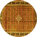 Round Persian Yellow Traditional Rug, tr3926yw