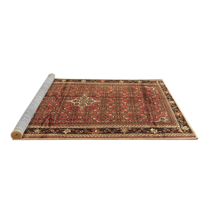 Sideview of Machine Washable Persian Brown Traditional Rug, wshtr3926brn