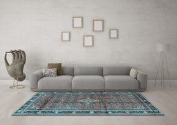 Machine Washable Persian Light Blue Traditional Rug in a Living Room, wshtr3926lblu