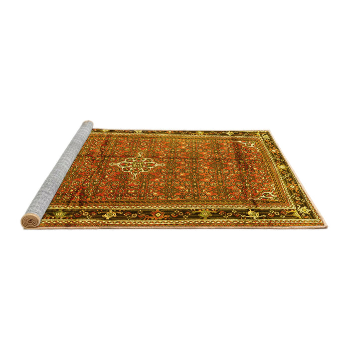 Sideview of Machine Washable Persian Yellow Traditional Rug, wshtr3926yw