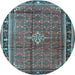 Round Persian Light Blue Traditional Rug, tr3926lblu