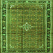 Round Machine Washable Persian Green Traditional Area Rugs, wshtr3926grn