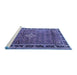 Sideview of Machine Washable Persian Blue Traditional Rug, wshtr3926blu