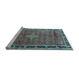 Sideview of Machine Washable Persian Light Blue Traditional Rug, wshtr3926lblu