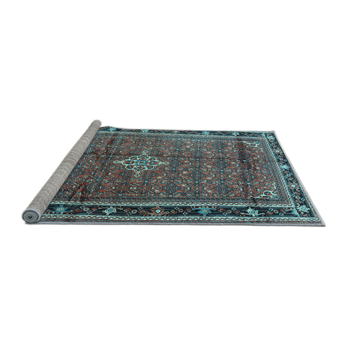 Sideview of Machine Washable Persian Light Blue Traditional Rug, wshtr3926lblu