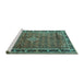 Sideview of Machine Washable Persian Turquoise Traditional Area Rugs, wshtr3926turq