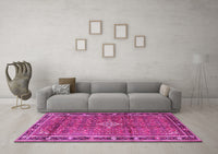 Machine Washable Persian Pink Traditional Rug, wshtr3926pnk