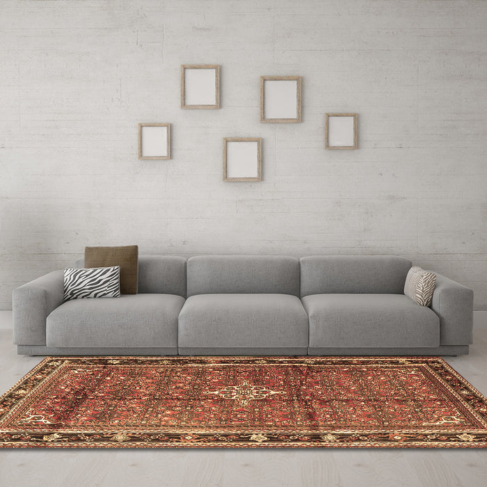 Machine Washable Persian Brown Traditional Rug in a Living Room,, wshtr3926brn