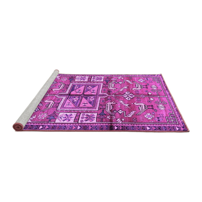 Sideview of Machine Washable Animal Purple Traditional Area Rugs, wshtr3927pur