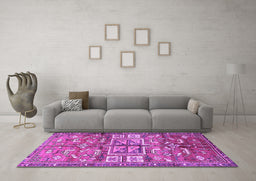 Machine Washable Animal Purple Traditional Area Rugs in a Living Room, wshtr3927pur