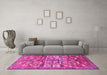 Machine Washable Animal Pink Traditional Rug in a Living Room, wshtr3927pnk