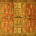 Square Animal Yellow Traditional Rug, tr3927yw