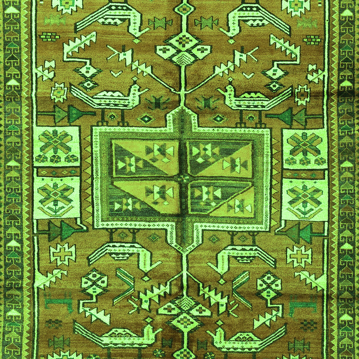Serging Thickness of Machine Washable Animal Green Traditional Area Rugs, wshtr3927grn