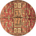 Round Animal Brown Traditional Rug, tr3927brn