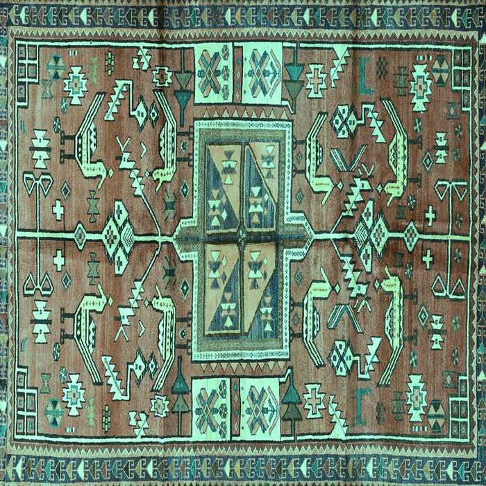 Square Machine Washable Animal Turquoise Traditional Area Rugs, wshtr3927turq