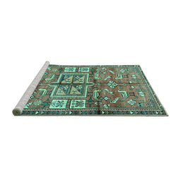 Sideview of Machine Washable Animal Turquoise Traditional Area Rugs, wshtr3927turq