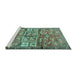 Sideview of Machine Washable Animal Turquoise Traditional Area Rugs, wshtr3927turq