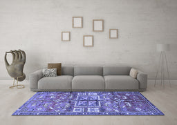 Machine Washable Animal Blue Traditional Rug in a Living Room, wshtr3927blu