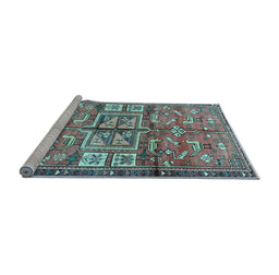 Sideview of Machine Washable Animal Light Blue Traditional Rug, wshtr3927lblu