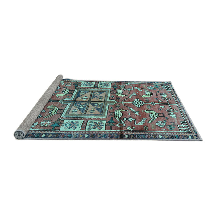 Sideview of Machine Washable Animal Light Blue Traditional Rug, wshtr3927lblu