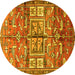 Round Animal Yellow Traditional Rug, tr3927yw