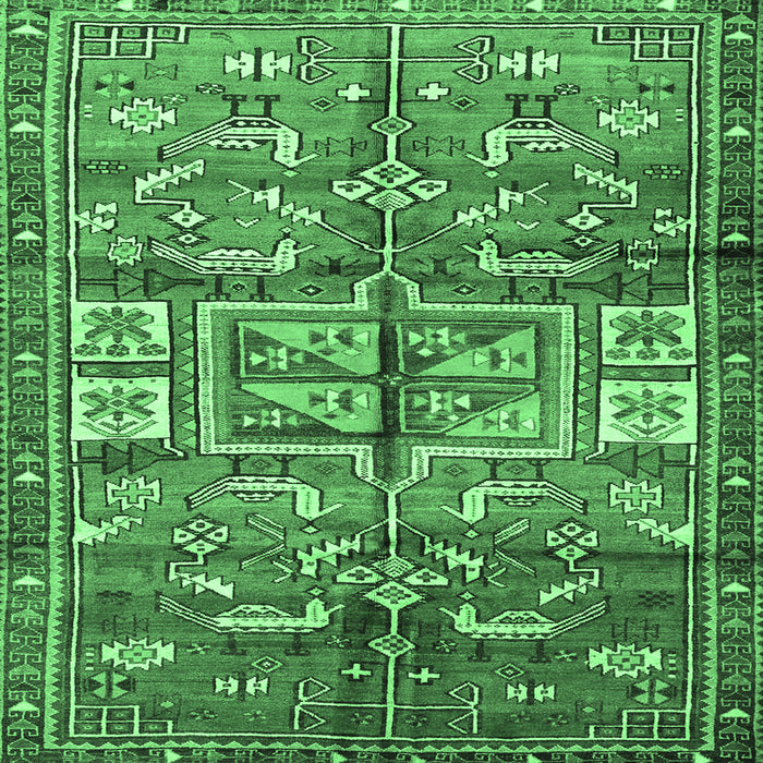 Square Machine Washable Animal Emerald Green Traditional Area Rugs, wshtr3927emgrn