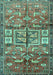 Machine Washable Animal Turquoise Traditional Area Rugs, wshtr3927turq