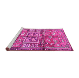Sideview of Machine Washable Animal Pink Traditional Rug, wshtr3927pnk