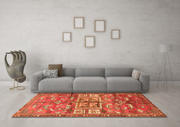 Machine Washable Animal Orange Traditional Area Rugs in a Living Room, wshtr3927org