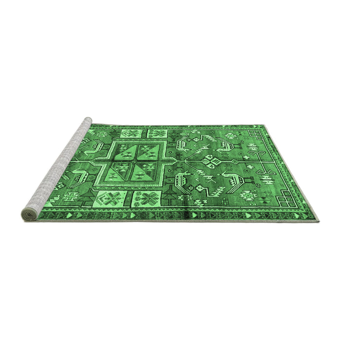 Sideview of Machine Washable Animal Emerald Green Traditional Area Rugs, wshtr3927emgrn