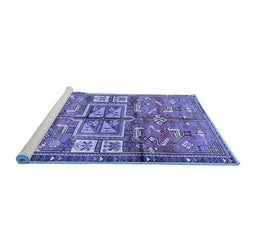 Sideview of Machine Washable Animal Blue Traditional Rug, wshtr3927blu