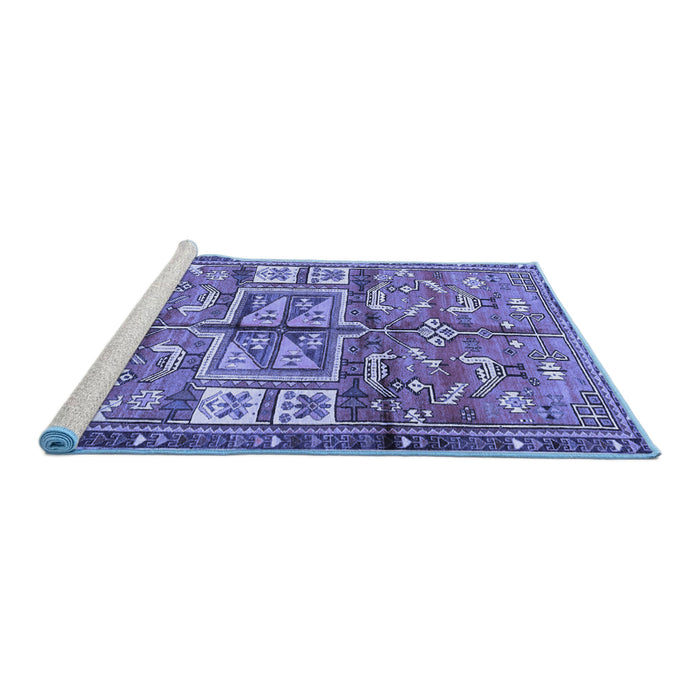 Sideview of Machine Washable Animal Blue Traditional Rug, wshtr3927blu