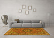 Machine Washable Persian Yellow Traditional Rug in a Living Room, wshtr3928yw